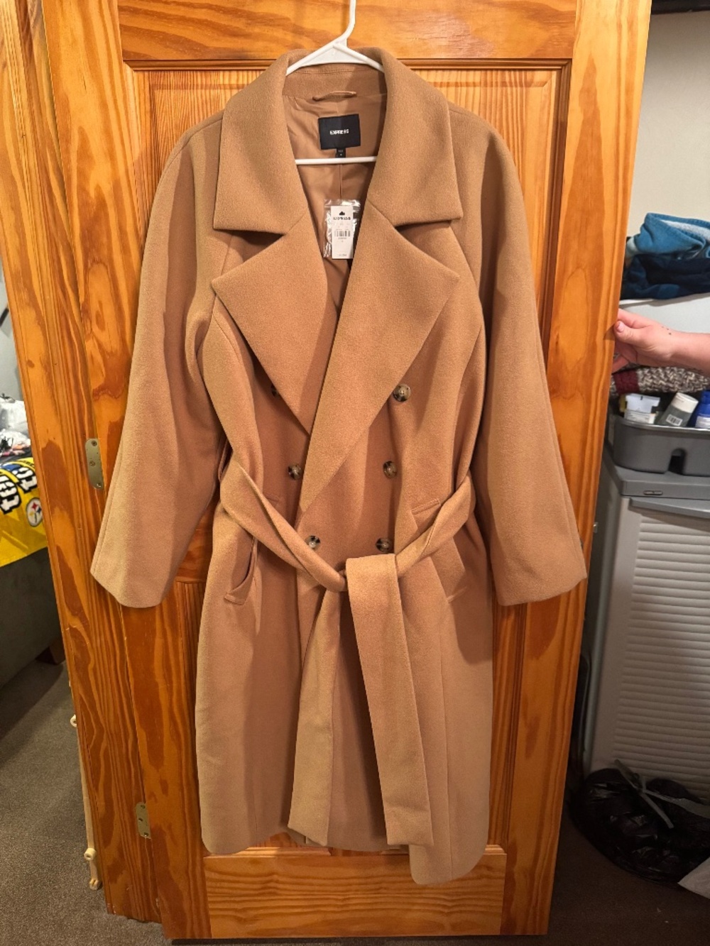 Express Faux Wool Double Breasted Signature Wrap Coat